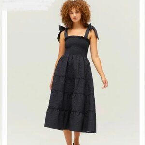 Hill House The Ribbon Ellie Nap Dress Black Puffy Jacquard Brocade